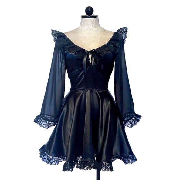 The Penelope Dress- Satin Off-shoulder Dress: Lace & Ribbon Details - Etsy