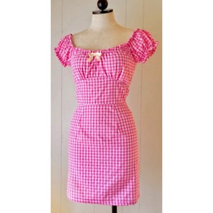 Abito Alex: abito vintage con spalle scoperte e motivo vichy.