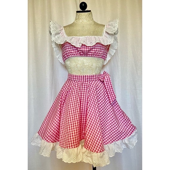 Dolly Set- Gingham Crop Top and Matching Skirt Cottage Style