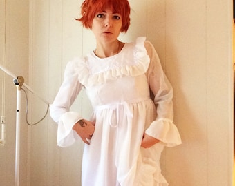 Babydoll de manga larga Savannah: babero de gasa con volantes estilo vintage