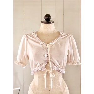 Peasant Blouse- vintage style cottage crop top