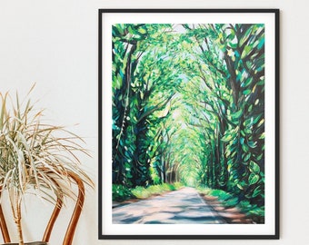 Kauai Art Print "Tunnel Of Trees", Eucalyptus Tree Tunnel Road, Poipu Kauai Monstera Landscape, Hawaii Vacation Destination