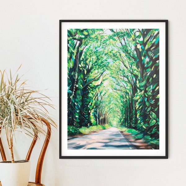 Kauai Art Print, bomentunnel, landschap Hawaï, bestemming Poipu, Monstera