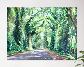 Kauai Eucalyptus Tree Tunnel Art Print, Poipu Hawaii Décor