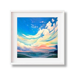 Poipu Print, “Southside Daydream”, Kauai Beach Sunset, Waiohai Painting, Heart Clouds, Hawaii Artist