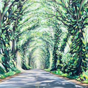 Poipu Tree Tunnel Print, Southside Kauai Destination, Rooster, Hawaii Artist