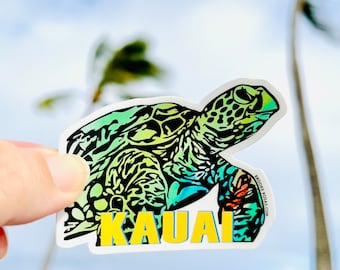Pegatina de tortuga Honu de Kauai, vinilo duradero