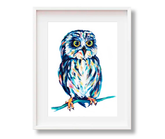 ハワイアンプエオフクロウの絵画、リトルオウレットのアートプリント