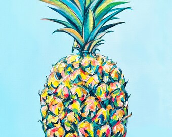 Society6 ケース Hawaiian Pineapple Pattern Tropical Watercol Pastel Pineapple Art Print, “aloha Fruit”, Tropical Ananas