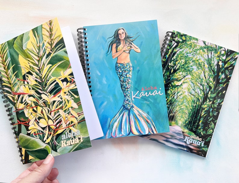 Aloha Kauai Notebook, Tropical Hawaii Art, Lined Spiral Journal - Etsy