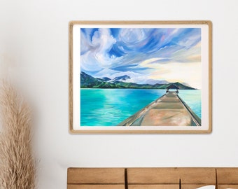 Hanalei Bay Pier Art Print, Northshore Kauai Destination, Hawaii Artist