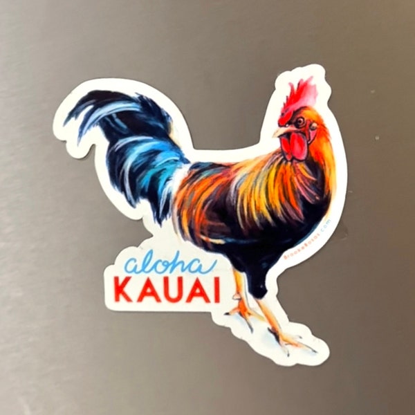 Magnet, Kauai Rooster, Chicken Souvenir, Hawaii Refrigerator Magnet, Locker Art, Small Gift
