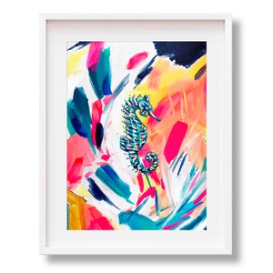 Seahorse Print, Sea Horse Art, Abstract Sea Life, Kauai Hawaii Artist