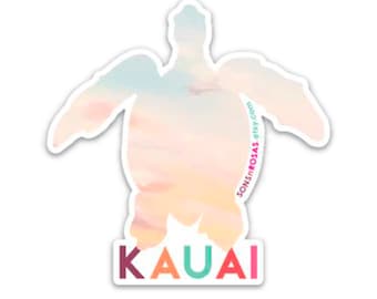 Kauai Honu Sticker, Kauai Souvenir, Hawaii Turtle Sticker, Water Bottle Sticker, Small Kauai Gift