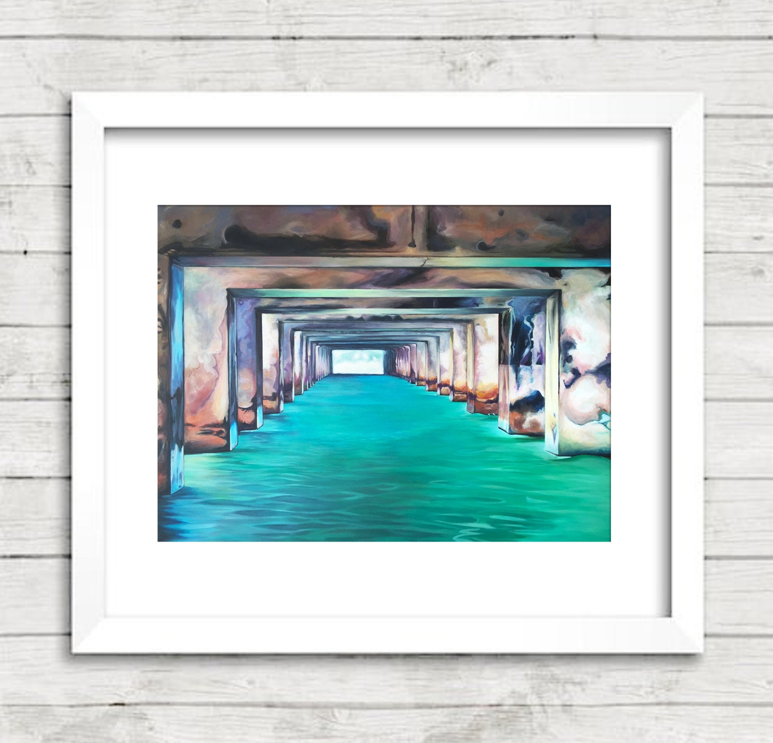 Hanalei Bay Art Under Hanalei Pier Painting Northshore Kauai Etsy