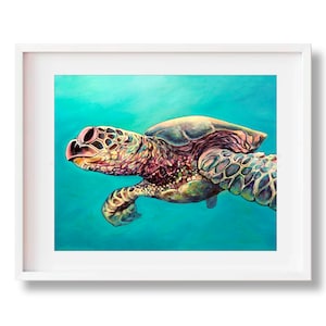 Hawaiian Honu, Kauai Sea Turtle Print, Hawaii Artist, Sealife Art