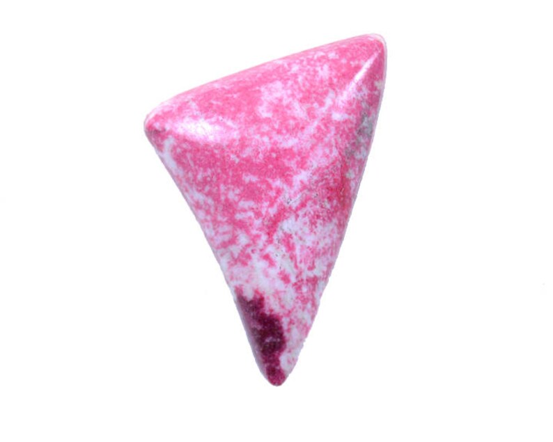 RARE Norwegian Thulite Cabochon Strawberries and Cream Pink Stone Pendant Stone Freeform Triangle Designer Cabochon Natural Stone Cabochon