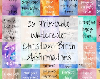 Printable Christian Birth Affirmation Cards | Birth Mantra | Positive Birth Affirmations | Birth Bible Verses | Printable Birth Affirmations