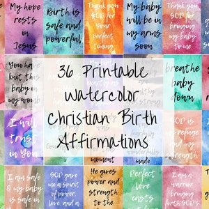 Cartes imprimables d'affirmation de naissance chrétienne | Mantra de naissance | affirmations positives à la naissance | Versets bibliques de naissance | Affirmations de naissance imprimables