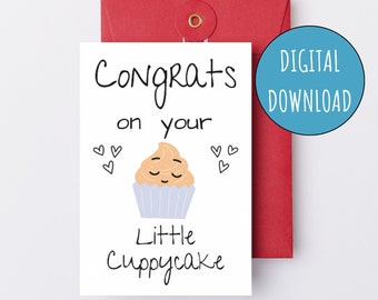 Congrats on Your Little Cuppycake Printable Baby Shower Card Gender Neutral Digital Baby Card for Baby Shower Cupcake New Mom Pregnancy Card