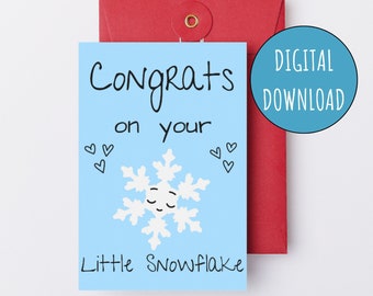Congrats on Your Little Snowflake Printable Baby Shower Card Gender Neutral Winter New Baby E-Card for Baby Shower New Mom Pregnancy Card