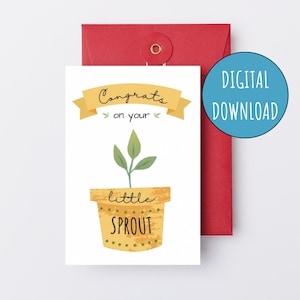 Carte de douche de bébé imprimable Gender Neutral Félicitations pour votre petite pousse numérique nouvelle carte de bébé pour baby shower carte électronique carte de grossesse