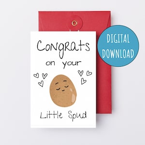 Herzlichen Glückwunsch zu Ihrem kleinen Spud druckbare Baby Shower Karte Gender Neutral Digital New Baby Karte für Baby Shower Potato New Mom Schwangerschaftskarte