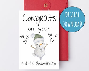 Congrats on Your Little Snowbabe Printable Baby Shower Card Gender Neutral Winter New Baby E-Card for Baby Shower New Mom Pregnancy Card