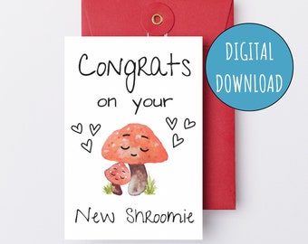 Congrats on Your New Shroomie Printable Baby Shower Card Gender Neutral Digital New Baby E-Card Mushroom Baby Shower New Mom Pregnancy Card