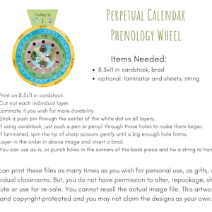 Perpetual Calendar Phenology Wheel of the Year Classroom Calendar Homeschool Printable Waldorf Montessori Charlotte Mason Seasonal Calendar image 3