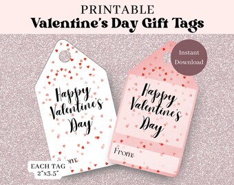 Valentine's Day Gift Tags Printable Happy Valentine's Day Favor Tags Love Tags Minimalist Cute Heart School Valentine Treat Tags Kids #VDAY