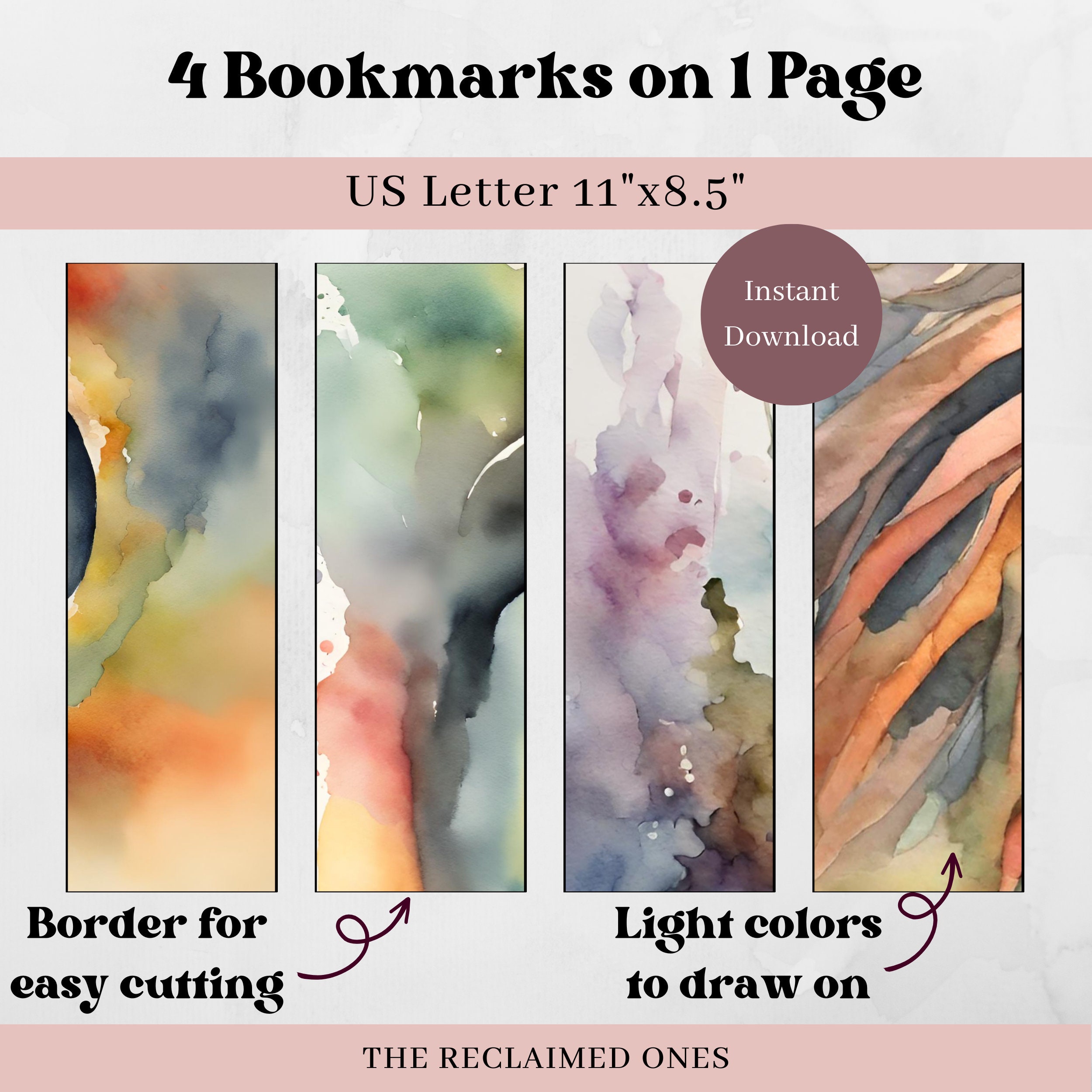 Printable Reverse Coloring Bookmarks Set of 4 Abstract Printable ...