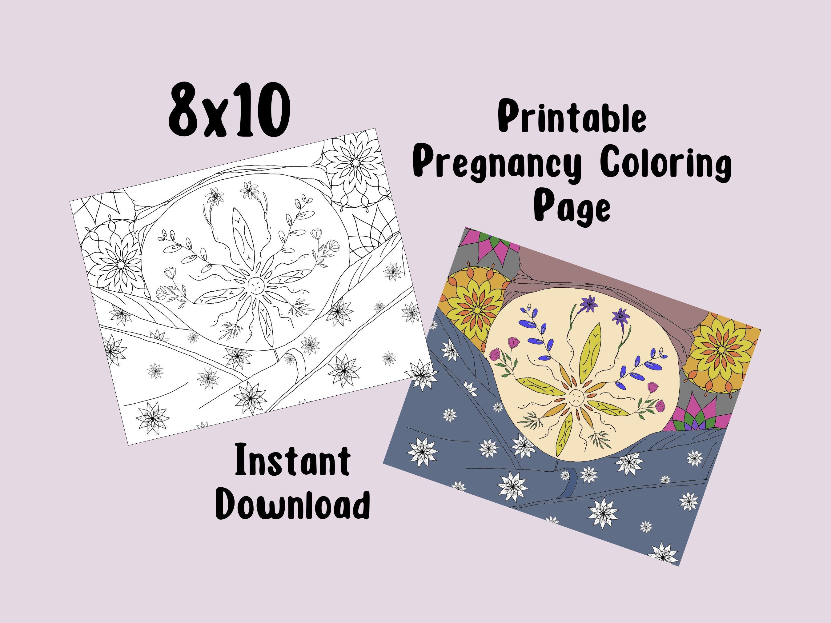 Pregnancy Coloring Page Printable | Pregnant Mama | Homebirth Coloring ...