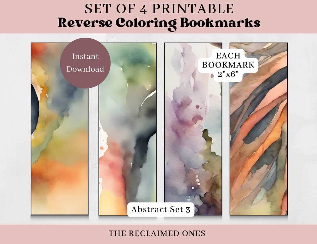 Printable Reverse Coloring Bookmarks Set of 4 Abstract Printable ...