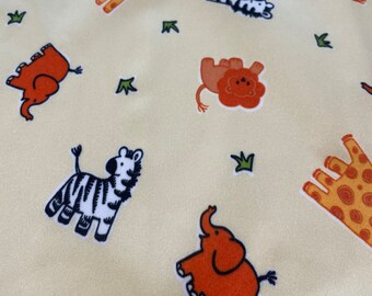 Safari animals PUL, waterproof fabric, nappy making fabric, polyurethane laminate knit fabric, 95x45cm plus extras