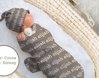 SALE! NEWBORN Swaddle - Baby Boy Swaddle And Hat Set Personalized Newborn Baby Girl Coming Home Outfit Hospital Photo Receiving Blanket