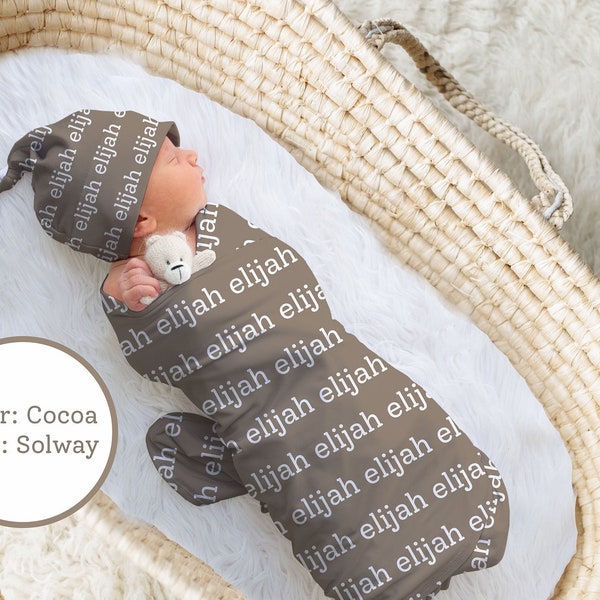 SALE! NEWBORN Swaddle - Baby Boy Swaddle And Hat Set Personalized Newborn Baby Girl Coming Home Outfit Hospital Photo Receiving Blanket