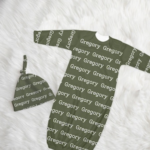 SALE! NEWBORN GOWN and Name Baby Blanket Swaddle Custom Personalized Boy Baby Girl Coming Home Outfit, Blanket Name Swaddle