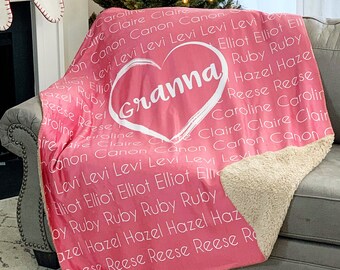 Personalized Family Blanket, Personalized Grandma Blanket, Personalized Mom Blanket, Personalized Blanket for Grandma