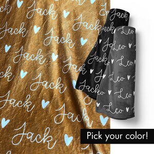 Personalized Baby Name Blanket with hearts, baby blanket or big kid blanket