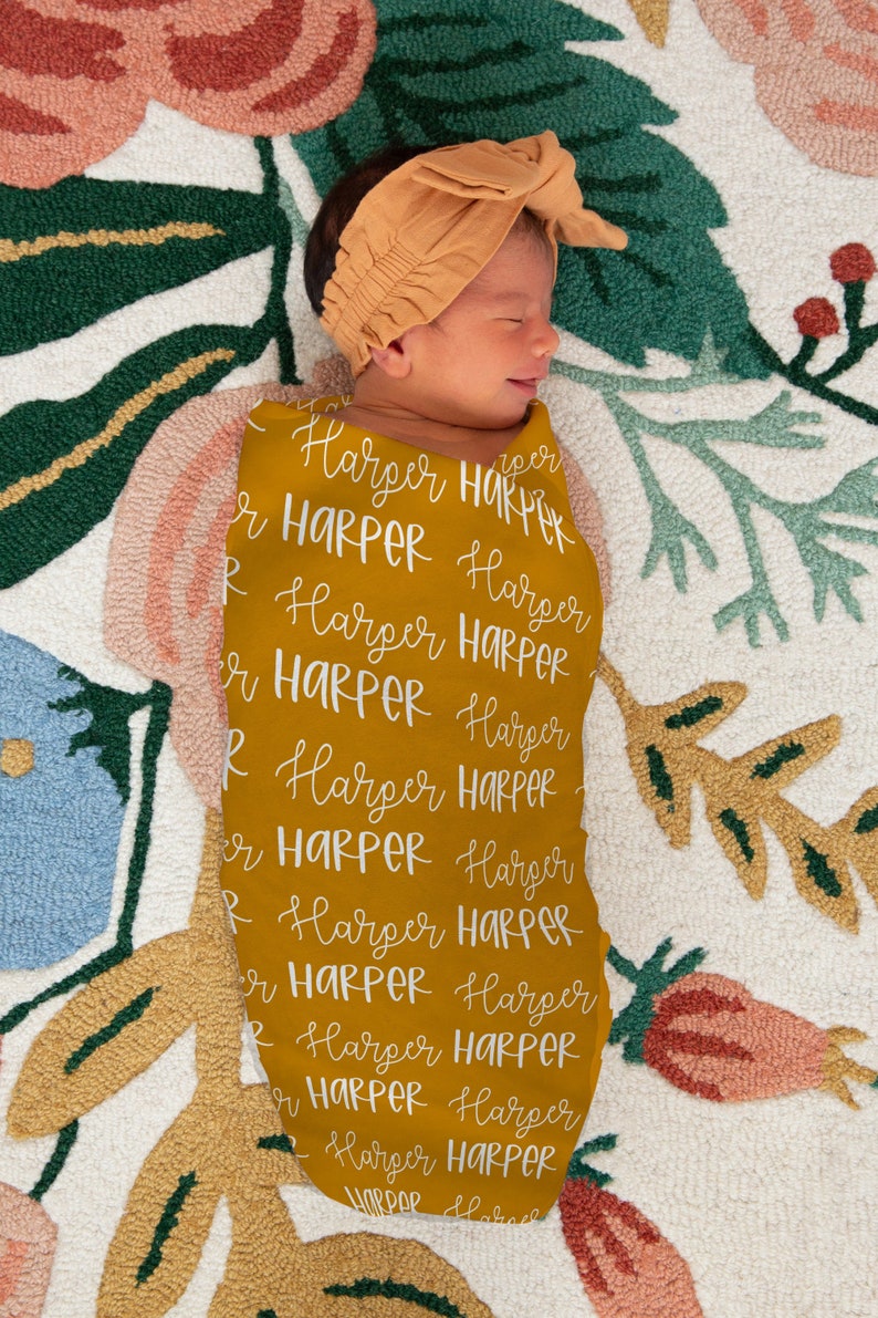 Personalized Baby Swaddle Blanket Stretchy Jersey With Color Etsy