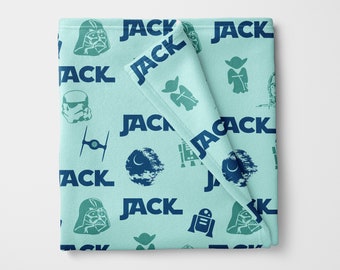 Personalized Star Wars style Baby Blanket, Star Wars Nursery, Throw, Baby Shower Gift, Star Wars Bedding - Light Blue