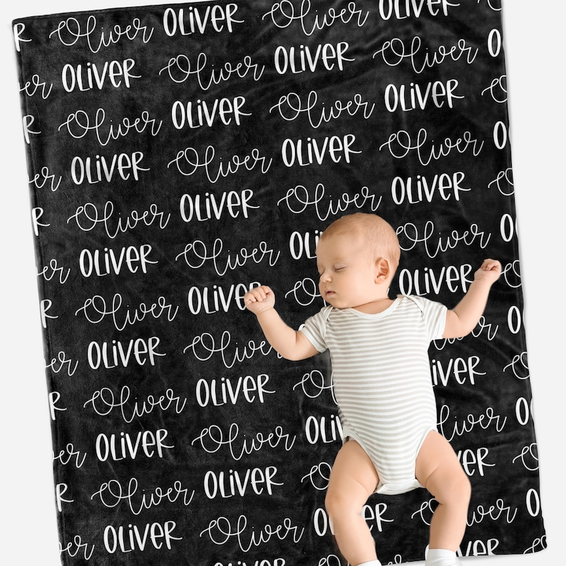 Embroidered Baby Blanket Gift Personalised Baby Blanket With Embroidered Name - Grey, Pink, Blue, White, Yellow Unisex Blanket Customized Baby Blanket - Foto 2