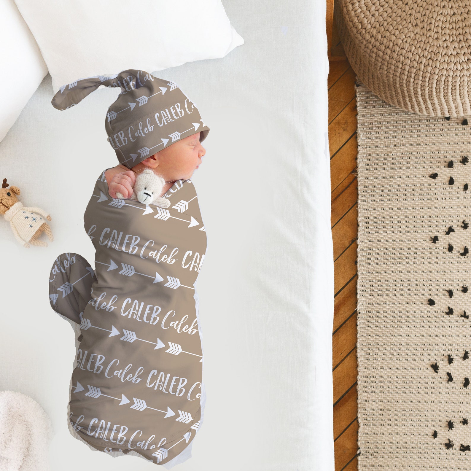 BABY SWADDLE Personalized Swaddle Knot Hat Baby Shower Gift Etsy