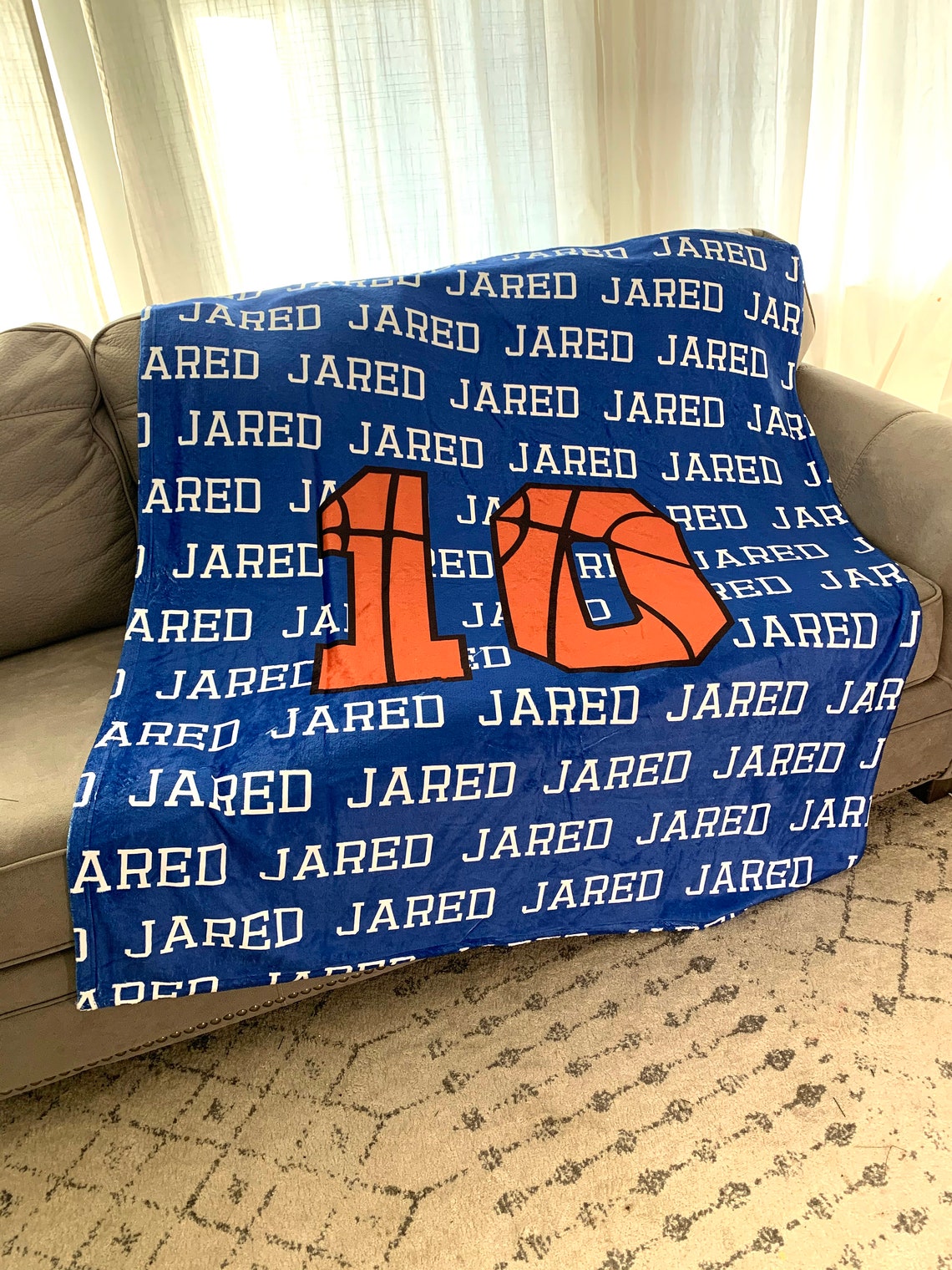 Personalized Basketball Blanket With Name Sports Gift Sports Etsy