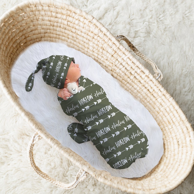 BABY SWADDLE Personalized Swaddle Knot Hat Baby Shower Gift Etsy