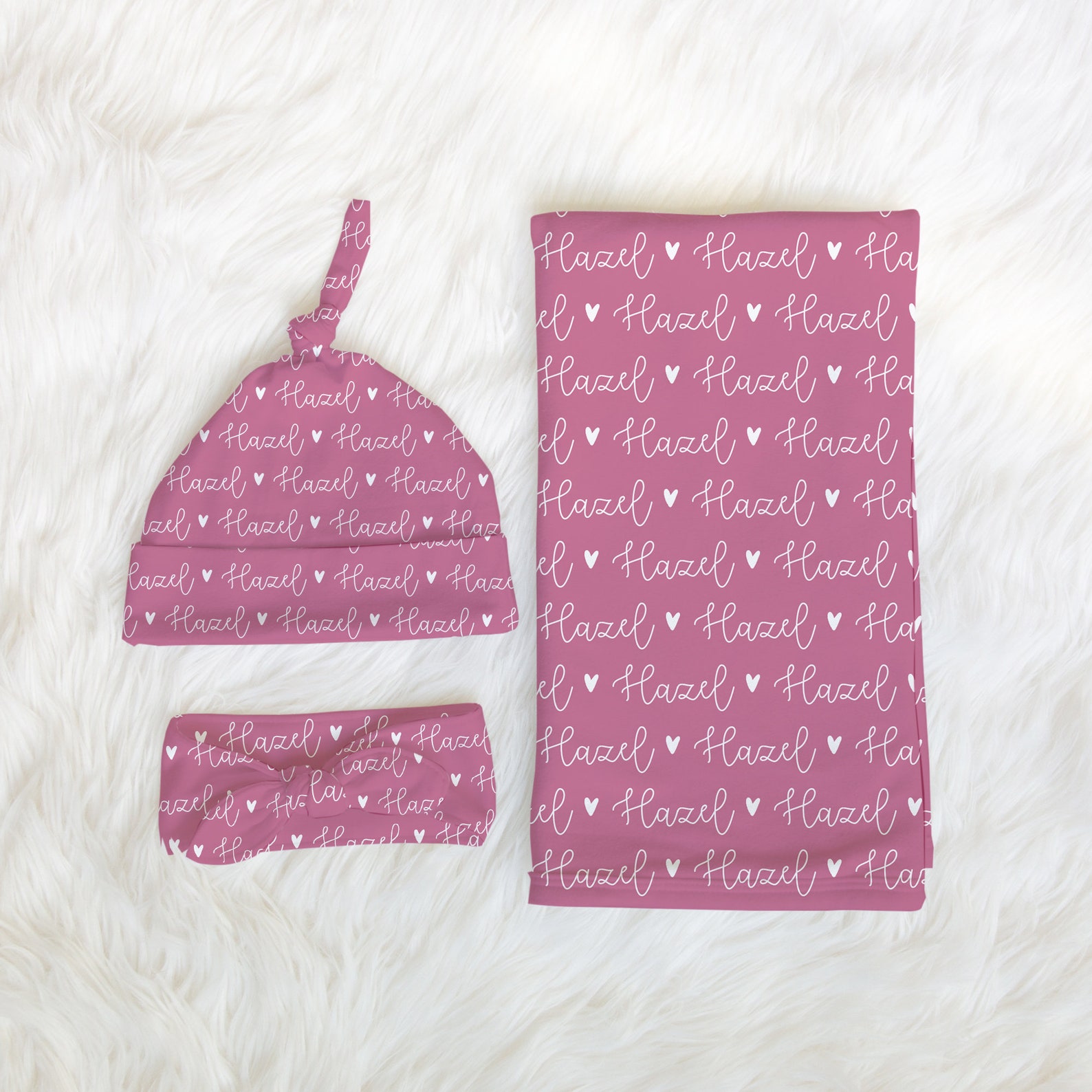 Personalized Baby Swaddle Blanket With Hearts Etsy