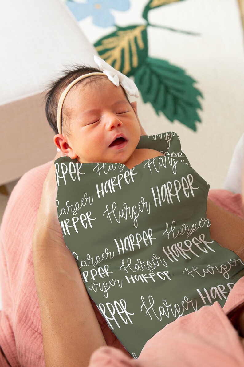 Personalized Baby Swaddle Blanket Stretchy Jersey With Color Etsy