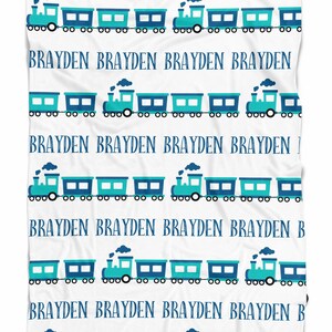 Personalized train blanket, baby boy blanket, Custom name blanket, blanket with name