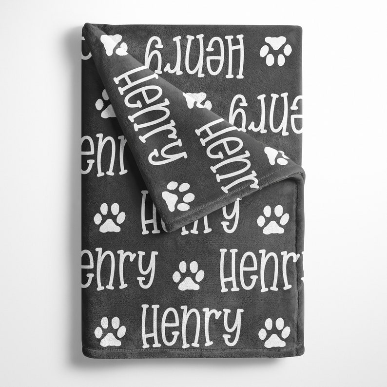 Personalized Blanket With Paw Prints Name Blanket for Kids or Etsy